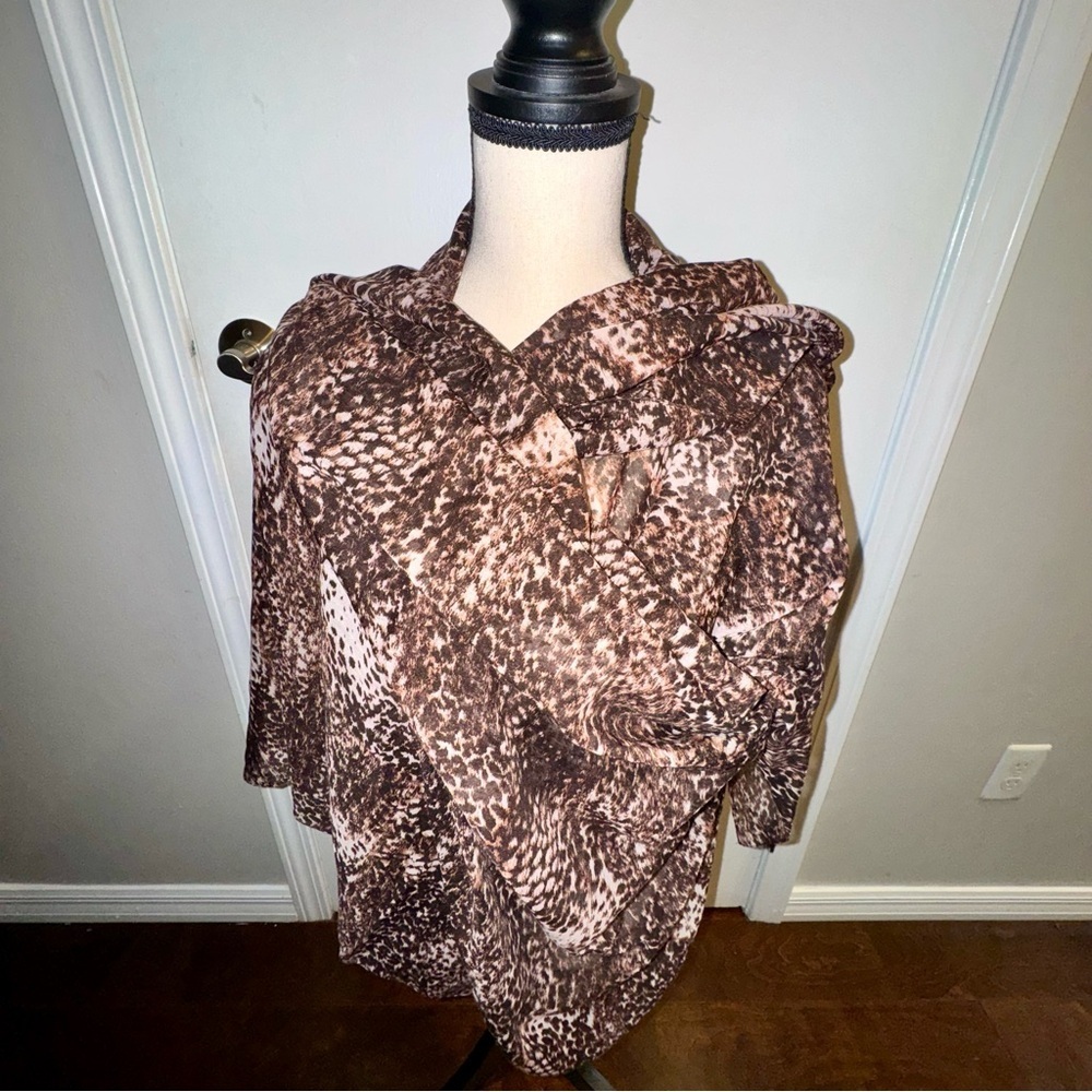 NWT G by Giuliana Brown Leopard Print Large Scarf Wrap